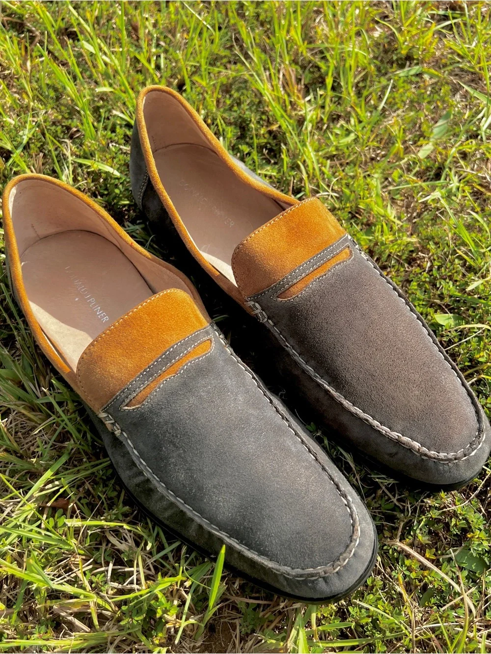 CLEAN Donald Pliner size 12 Mens Norin Loafer Grey Nubuck shoes